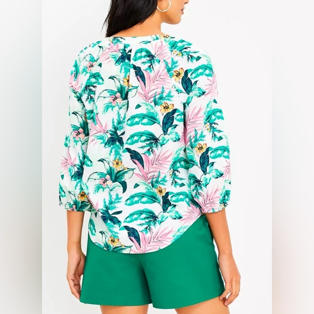 Loft Botanical Henley Blouse Sz XL - Picture 2 of 11